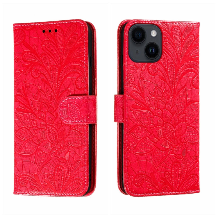 Funda para teléfono de cuero con tapa y estampado de flores de encaje, For iPhone 16, For iPhone 15 Pro Max, For iPhone 15 Pro, For iPhone 15 Plus, For iPhone 15