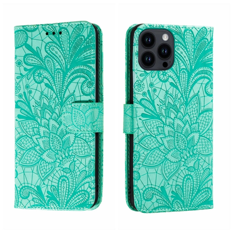 Funda para teléfono de cuero con tapa y estampado de flores de encaje, For iPhone 16, For iPhone 15 Pro Max, For iPhone 15 Pro, For iPhone 15 Plus, For iPhone 15