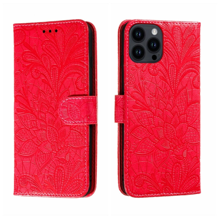 Funda para teléfono de cuero con tapa y estampado de flores de encaje, For iPhone 16, For iPhone 15 Pro Max, For iPhone 15 Pro, For iPhone 15 Plus, For iPhone 15