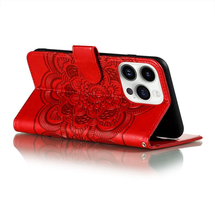 Funda para teléfono de cuero con estampado de mandala de sol, For iPhone 15 Pro, For iPhone 15 Plus, For iPhone 15