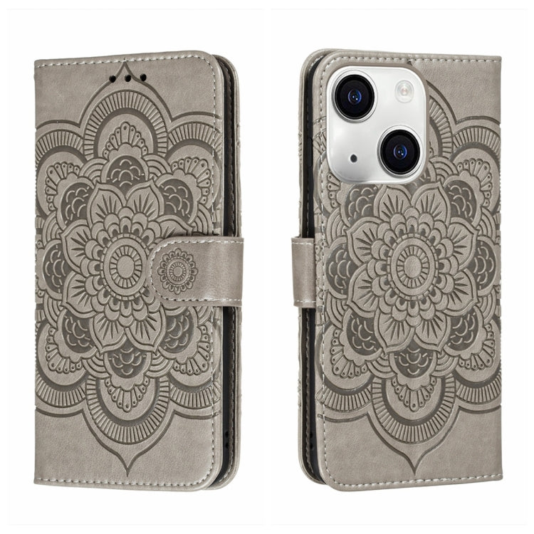 Funda para teléfono de cuero con estampado de mandala de sol, For iPhone 15 Pro, For iPhone 15 Plus, For iPhone 15