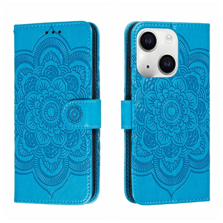 Funda para teléfono de cuero con estampado de mandala de sol, For iPhone 15 Pro, For iPhone 15 Plus, For iPhone 15