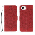 Funda para teléfono de cuero con estampado de mandala de sol, For iPhone 16e / 17e, For iPhone 17 Pro Max, For iPhone 17 Pro, For iPhone 17, For iPhone Air, For iPhone 15 Pro Max