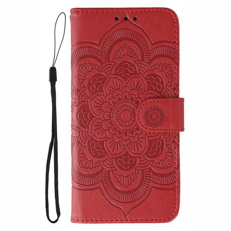 Funda para teléfono de cuero con estampado de mandala de sol, For iPhone 16e / 17e, For iPhone 17 Pro Max, For iPhone 17 Pro, For iPhone 17, For iPhone Air, For iPhone 15 Pro Max