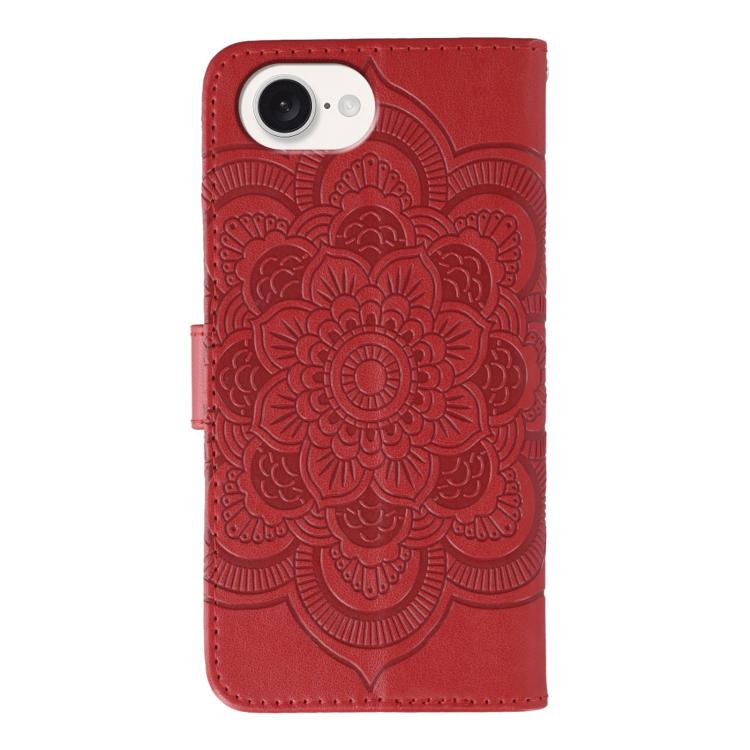 Funda para teléfono de cuero con estampado de mandala de sol, For iPhone 16e / 17e, For iPhone 17 Pro Max, For iPhone 17 Pro, For iPhone 17, For iPhone Air, For iPhone 15 Pro Max