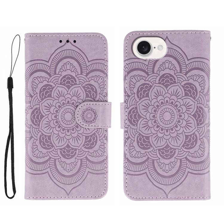 Funda para teléfono de cuero con estampado de mandala de sol, For iPhone 16e / 17e, For iPhone 17 Pro Max, For iPhone 17 Pro, For iPhone 17, For iPhone Air, For iPhone 15 Pro Max
