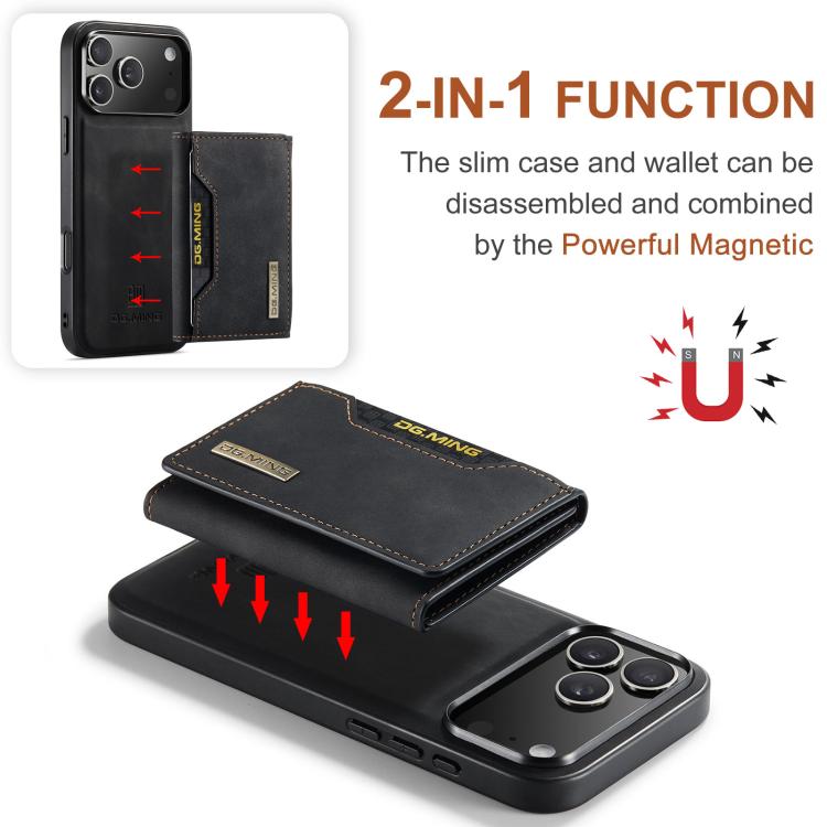 DG.MING M2 Series Funda de cuero para teléfono con cartera y tarjetero de 3 pliegues, For iPhone 18 Pro / 17 Pro, For iPhone 18 Pro Max / 17 Pro Max, For iPhone 17e / 16e, For iPhone 17, For iPhone Air, For iPhone 16 Pro Max, For iPhone 16 Pro         ...