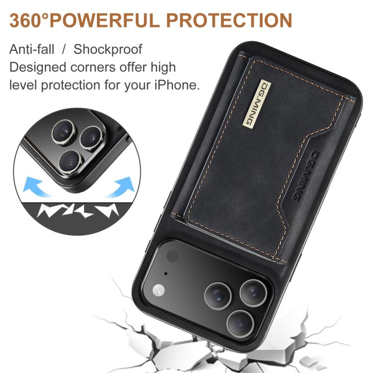 DG.MING M2 Series Funda de cuero para teléfono con cartera y tarjetero de 3 pliegues, For iPhone 18 Pro / 17 Pro, For iPhone 18 Pro Max / 17 Pro Max, For iPhone 17e / 16e, For iPhone 17, For iPhone Air, For iPhone 16 Pro Max, For iPhone 16 Pro         ...