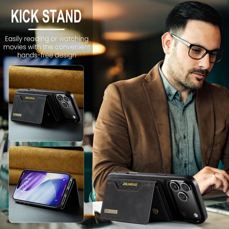 DG.MING M2 Series Funda de cuero para teléfono con cartera y tarjetero de 3 pliegues, For iPhone 18 Pro / 17 Pro, For iPhone 18 Pro Max / 17 Pro Max, For iPhone 17e / 16e, For iPhone 17, For iPhone Air, For iPhone 16 Pro Max, For iPhone 16 Pro         ...