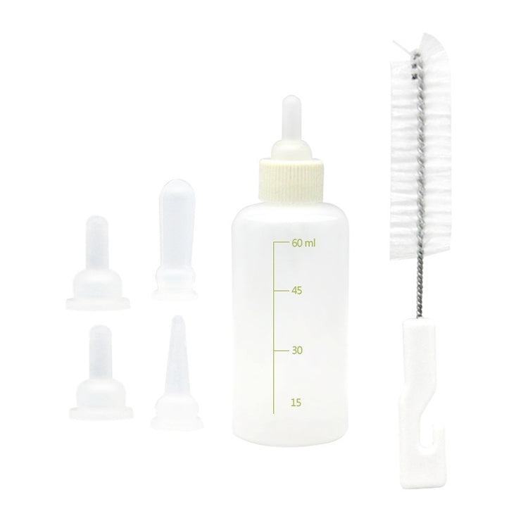 Juego de biberones para mascotas, biberón para cachorros, gatitos y gatos, chupetes múltiples con cepillo para biberones, 60ml x 1