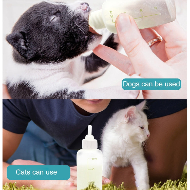 Juego de biberones para mascotas, biberón para cachorros, gatitos y gatos, chupetes múltiples con cepillo para biberones, 60ml x 1