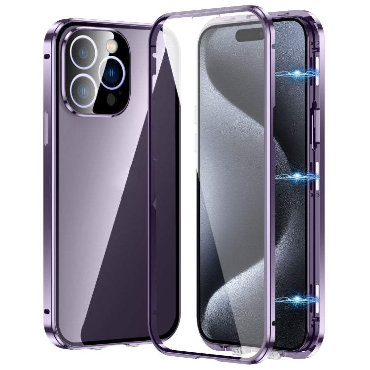 Caja magnética de vidrio templado HD con doble hebilla para teléfono, For iPhone 17e / 16e, For iPhone 17, For iPhone 16 Pro Max, For iPhone 16 Pro, For iPhone 16 Plus, For iPhone 16, For iPhone 15 Pro Max, For iPhone 15 Pro, For iPhone 15 Plus