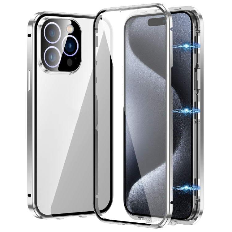 Caja magnética de vidrio templado HD con doble hebilla para teléfono, For iPhone 17e / 16e, For iPhone 17, For iPhone 16 Pro Max, For iPhone 16 Pro, For iPhone 16 Plus, For iPhone 16, For iPhone 15 Pro Max, For iPhone 15 Pro, For iPhone 15 Plus
