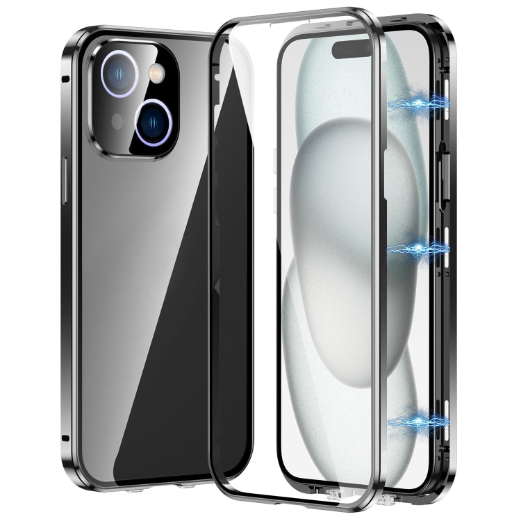 Caja magnética de vidrio templado HD con doble hebilla para teléfono, For iPhone 17e / 16e, For iPhone 17, For iPhone 16 Pro Max, For iPhone 16 Pro, For iPhone 16 Plus, For iPhone 16, For iPhone 15 Pro Max, For iPhone 15 Pro, For iPhone 15 Plus