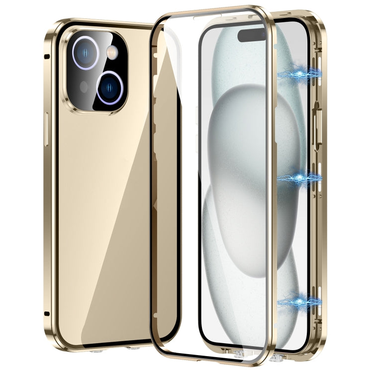 Caja magnética de vidrio templado HD con doble hebilla para teléfono, For iPhone 17e / 16e, For iPhone 17, For iPhone 16 Pro Max, For iPhone 16 Pro, For iPhone 16 Plus, For iPhone 16, For iPhone 15 Pro Max, For iPhone 15 Pro, For iPhone 15 Plus