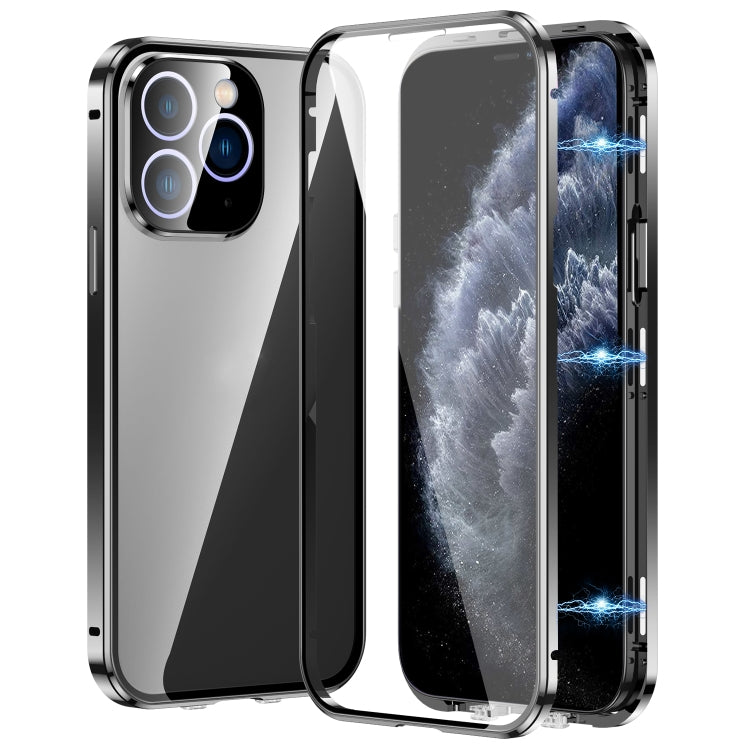 Caja magnética de vidrio templado HD con doble hebilla para teléfono, For iPhone 11 Pro