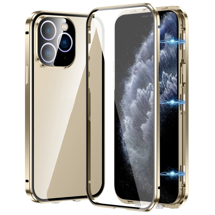 Caja magnética de vidrio templado HD con doble hebilla para teléfono, For iPhone 11 Pro