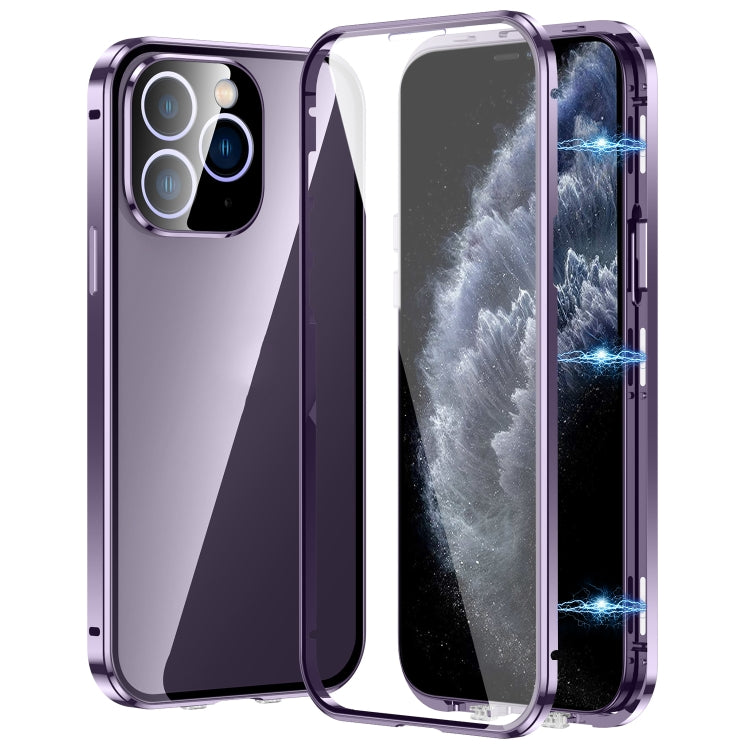 Caja magnética de vidrio templado HD con doble hebilla para teléfono, For iPhone 11 Pro