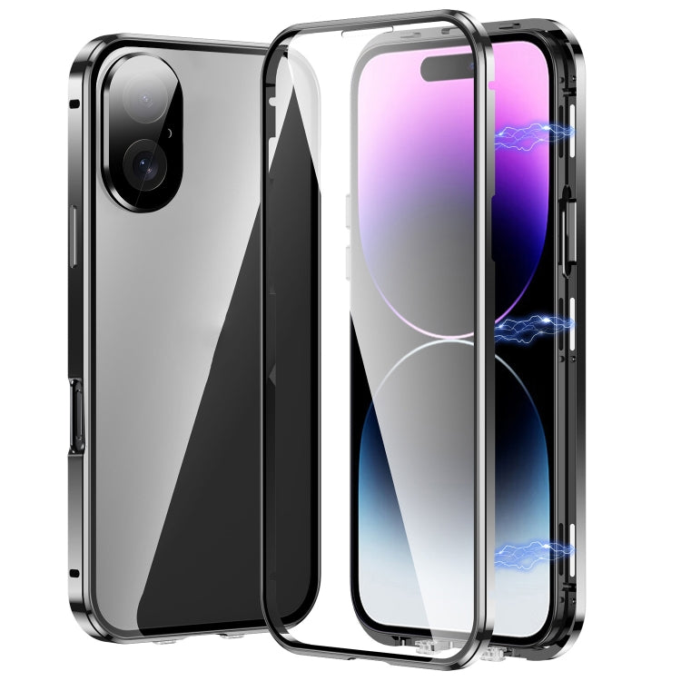 Caja magnética de vidrio templado HD con doble hebilla para teléfono, For iPhone 17e / 16e, For iPhone 17, For iPhone 16 Pro Max, For iPhone 16 Pro, For iPhone 16 Plus, For iPhone 16, For iPhone 15 Pro Max, For iPhone 15 Pro, For iPhone 15 Plus
