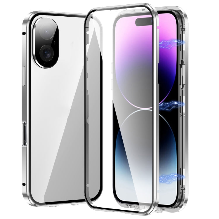 Caja magnética de vidrio templado HD con doble hebilla para teléfono, For iPhone 17e / 16e, For iPhone 17, For iPhone 16 Pro Max, For iPhone 16 Pro, For iPhone 16 Plus, For iPhone 16, For iPhone 15 Pro Max, For iPhone 15 Pro, For iPhone 15 Plus
