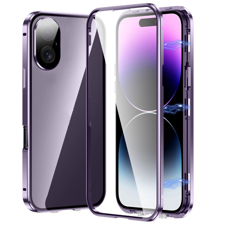 Caja magnética de vidrio templado HD con doble hebilla para teléfono, For iPhone 17e / 16e, For iPhone 17, For iPhone 16 Pro Max, For iPhone 16 Pro, For iPhone 16 Plus, For iPhone 16, For iPhone 15 Pro Max, For iPhone 15 Pro, For iPhone 15 Plus