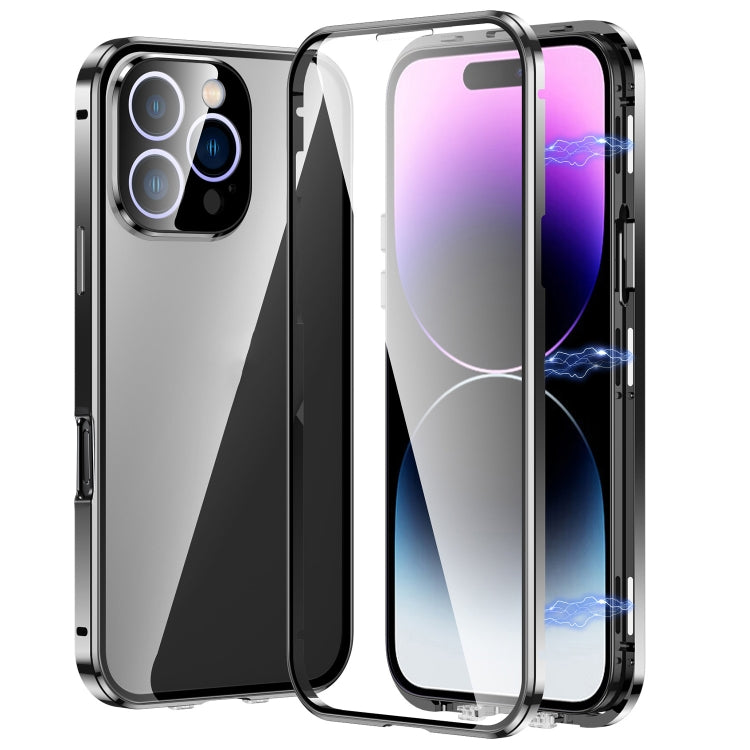 Caja magnética de vidrio templado HD con doble hebilla para teléfono, For iPhone 17e / 16e, For iPhone 17, For iPhone 16 Pro Max, For iPhone 16 Pro, For iPhone 16 Plus, For iPhone 16, For iPhone 15 Pro Max, For iPhone 15 Pro, For iPhone 15 Plus