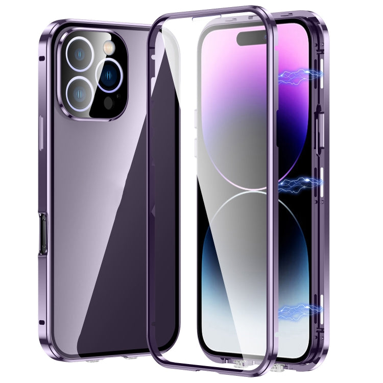 Caja magnética de vidrio templado HD con doble hebilla para teléfono, For iPhone 17e / 16e, For iPhone 17, For iPhone 16 Pro Max, For iPhone 16 Pro, For iPhone 16 Plus, For iPhone 16, For iPhone 15 Pro Max, For iPhone 15 Pro, For iPhone 15 Plus