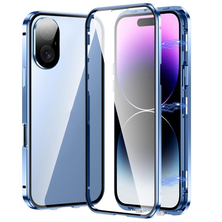Caja magnética de vidrio templado HD con doble hebilla para teléfono, For iPhone 17e / 16e, For iPhone 17, For iPhone 16 Pro Max, For iPhone 16 Pro, For iPhone 16 Plus, For iPhone 16, For iPhone 15 Pro Max, For iPhone 15 Pro, For iPhone 15 Plus
