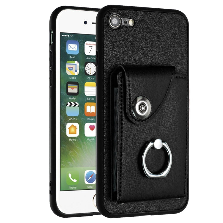 Funda para teléfono con soporte para anillo y bolsa para tarjeta de órgano, For iPhone 14 Pro Max, For iPhone SE 2022 / 2020 / 8 / 7, For iPhone 13 Pro Max, For iPhone 13 Pro, For iPhone 13, For iPhone 13 mini, For iPhone 12, For iPhone 12 Pro Max