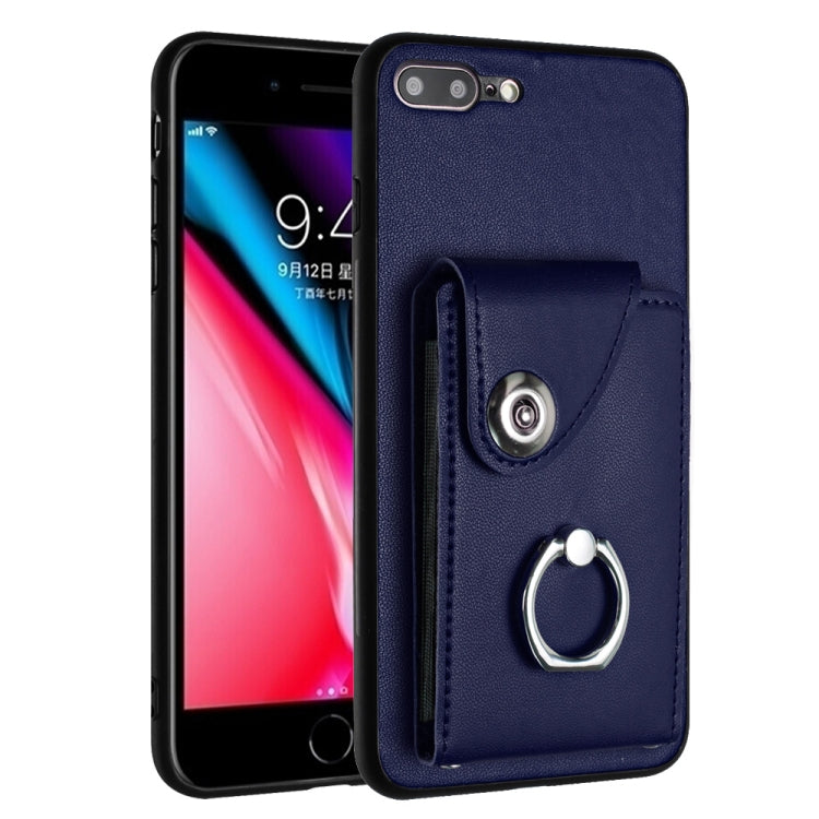 Funda para teléfono con soporte para anillo y bolsa para tarjeta de órgano, For iPhone 8 Plus / 7 Plus