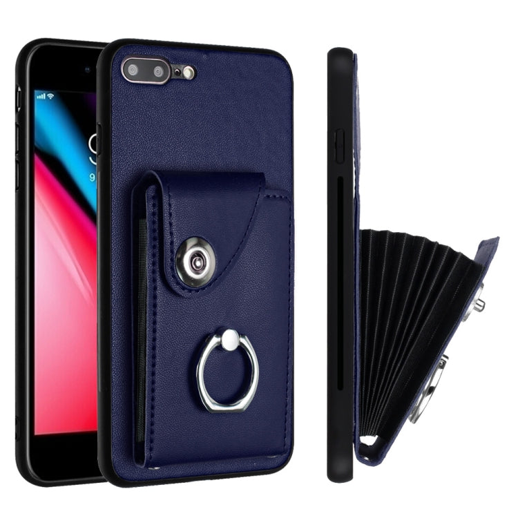 Funda para teléfono con soporte para anillo y bolsa para tarjeta de órgano, For iPhone 8 Plus / 7 Plus