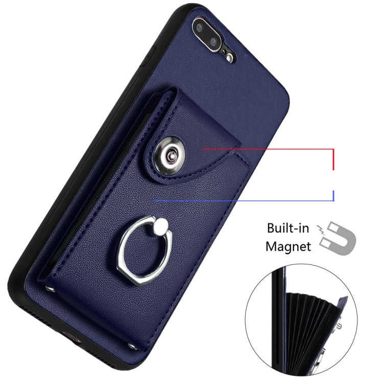Funda para teléfono con soporte para anillo y bolsa para tarjeta de órgano, For iPhone 8 Plus / 7 Plus