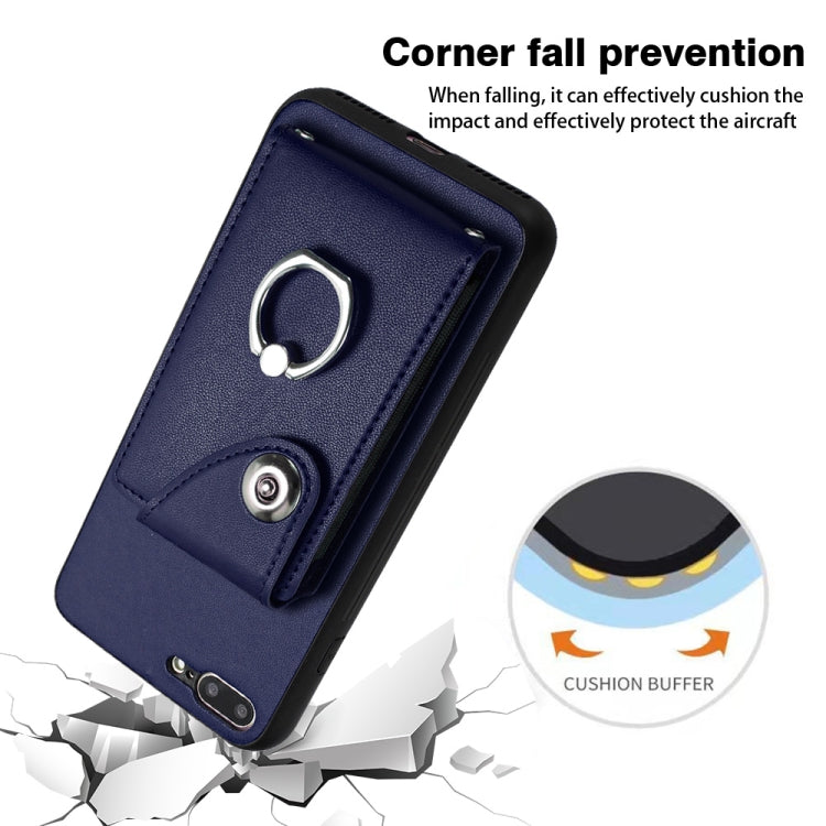 Funda para teléfono con soporte para anillo y bolsa para tarjeta de órgano, For iPhone 8 Plus / 7 Plus