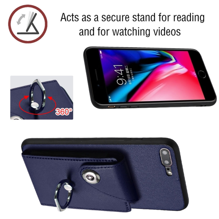 Funda para teléfono con soporte para anillo y bolsa para tarjeta de órgano, For iPhone 8 Plus / 7 Plus