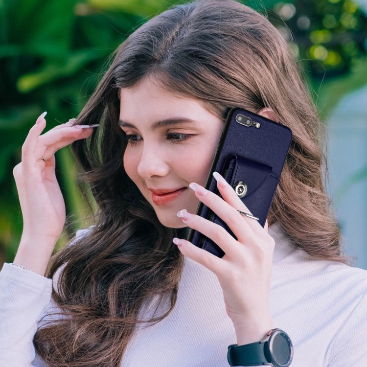 Funda para teléfono con soporte para anillo y bolsa para tarjeta de órgano, For iPhone 8 Plus / 7 Plus