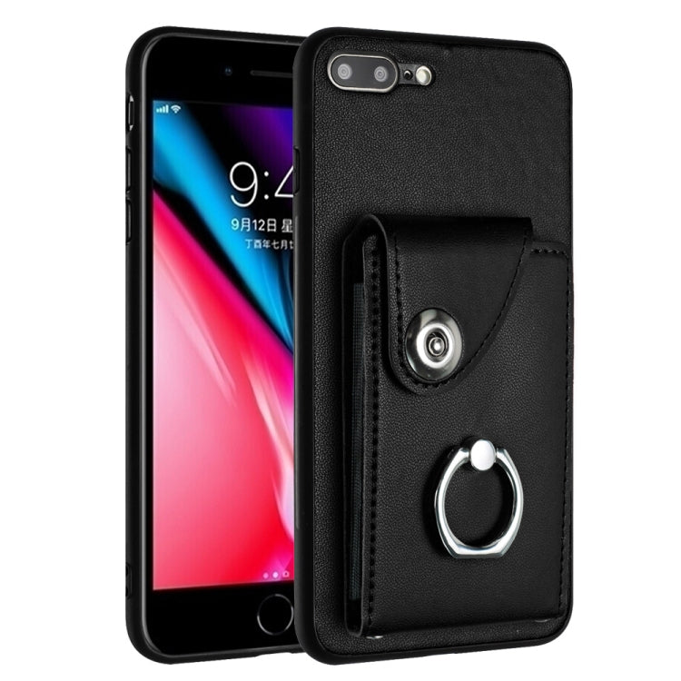 Funda para teléfono con soporte para anillo y bolsa para tarjeta de órgano, For iPhone 8 Plus / 7 Plus