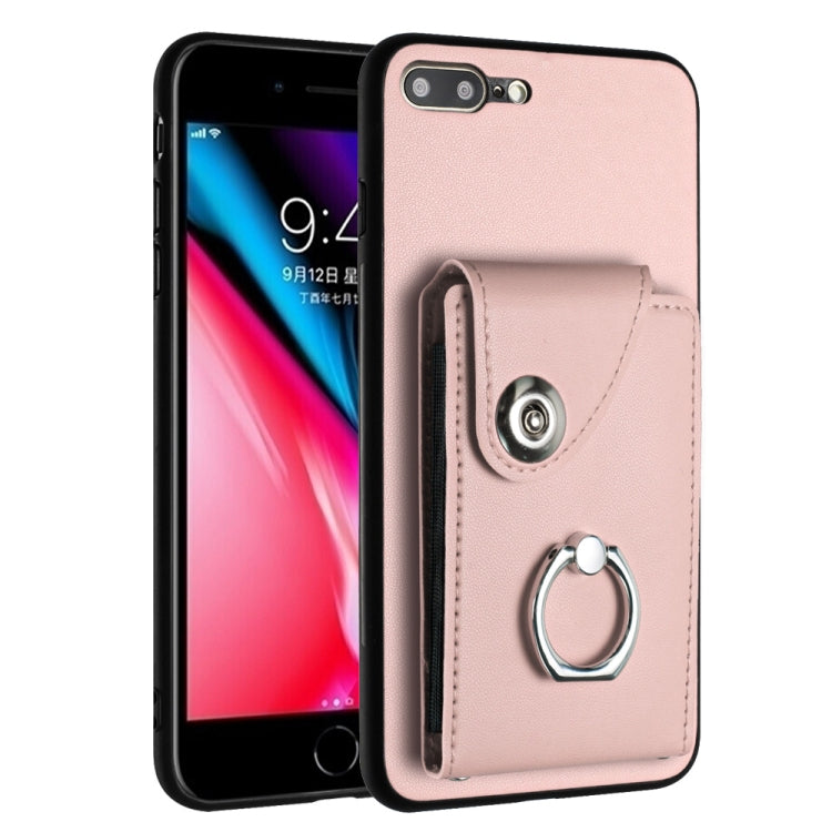 Funda para teléfono con soporte para anillo y bolsa para tarjeta de órgano, For iPhone 8 Plus / 7 Plus