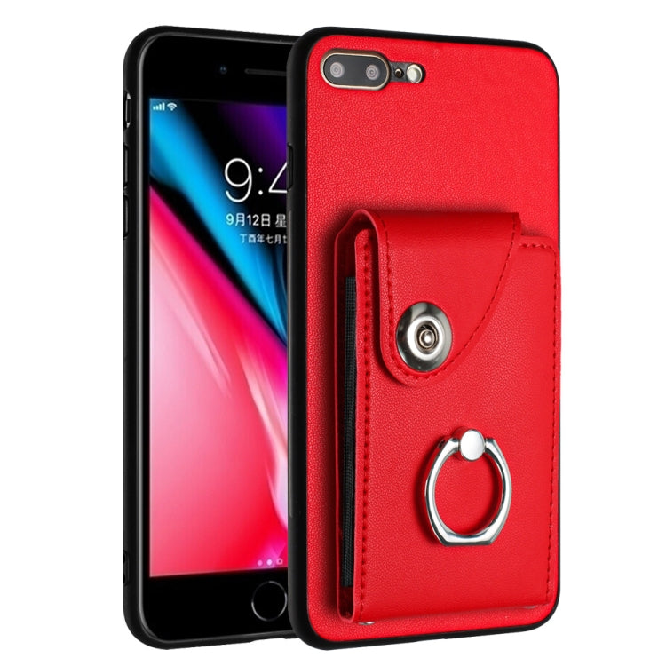 Funda para teléfono con soporte para anillo y bolsa para tarjeta de órgano, For iPhone 8 Plus / 7 Plus
