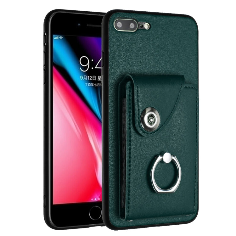 Funda para teléfono con soporte para anillo y bolsa para tarjeta de órgano, For iPhone 8 Plus / 7 Plus