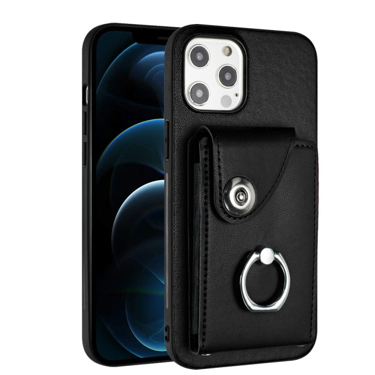 Funda para teléfono con soporte para anillo y bolsa para tarjeta de órgano, For iPhone 12 Pro, For iPhone 12 mini, For iPhone 11 Pro Max, For iPhone 11, For iPhone 11 Pro, For iPhone X / XS, For iPhone XR, For iPhone XS Max