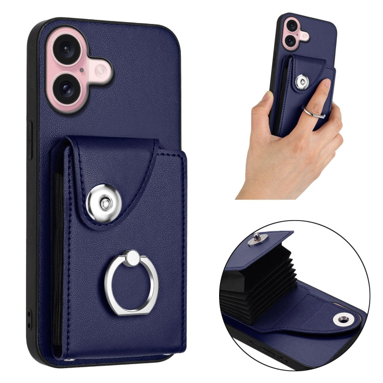 Funda para teléfono con soporte para anillo y bolsa para tarjeta de órgano, For iPhone 16, For iPhone 15 Pro Max, For iPhone 15 Pro, For iPhone 15 Plus, For iPhone 15, For iPhone 14 Plus, For iPhone 14, For iPhone 14 Pro