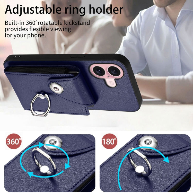 Funda para teléfono con soporte para anillo y bolsa para tarjeta de órgano, For iPhone 16, For iPhone 15 Pro Max, For iPhone 15 Pro, For iPhone 15 Plus, For iPhone 15, For iPhone 14 Plus, For iPhone 14, For iPhone 14 Pro