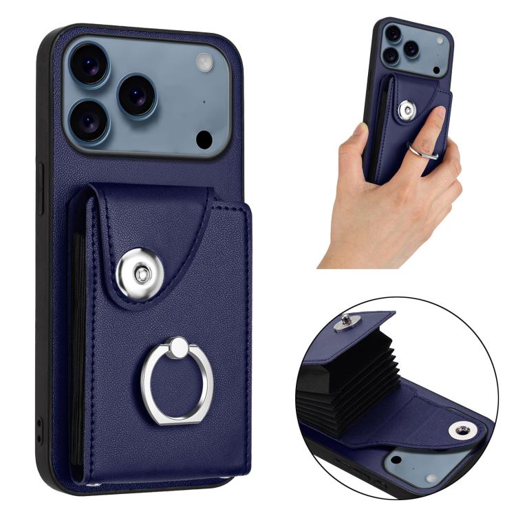 Funda para teléfono con soporte para anillo y bolsa para tarjeta de órgano, For iPhone 18 Pro / 17 Pro, For iPhone 18 Pro Max / 17 Pro Max, For iPhone 17e / 16e, For iPhone 17, For iPhone Air, For iPhone 16 Pro Max, For iPhone 16 Pro, For iPhone 16 Plus
