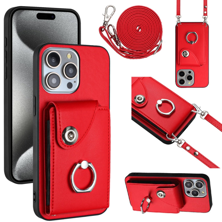 Funda para teléfono con soporte para anillo y bolsa para tarjeta de órgano con cordón largo, For iPhone 14 Pro Max, For iPhone SE 2022 / 2020 / 8 / 7, For iPhone 13 Pro Max, For iPhone 13 Pro, For iPhone 13, For iPhone 13 mini, For iPhone 12           ...