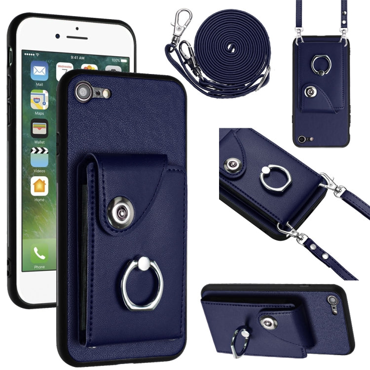 Funda para teléfono con soporte para anillo y bolsa para tarjeta de órgano con cordón largo, For iPhone 14 Pro Max, For iPhone SE 2022 / 2020 / 8 / 7, For iPhone 13 Pro Max, For iPhone 13 Pro, For iPhone 13, For iPhone 13 mini, For iPhone 12           ...