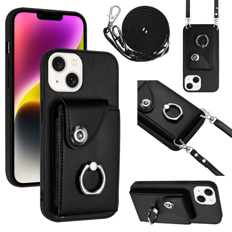 Funda para teléfono con soporte para anillo y bolsa para tarjeta de órgano con cordón largo, For iPhone 14 Pro Max, For iPhone SE 2022 / 2020 / 8 / 7, For iPhone 13 Pro Max, For iPhone 13 Pro, For iPhone 13, For iPhone 13 mini, For iPhone 12           ...
