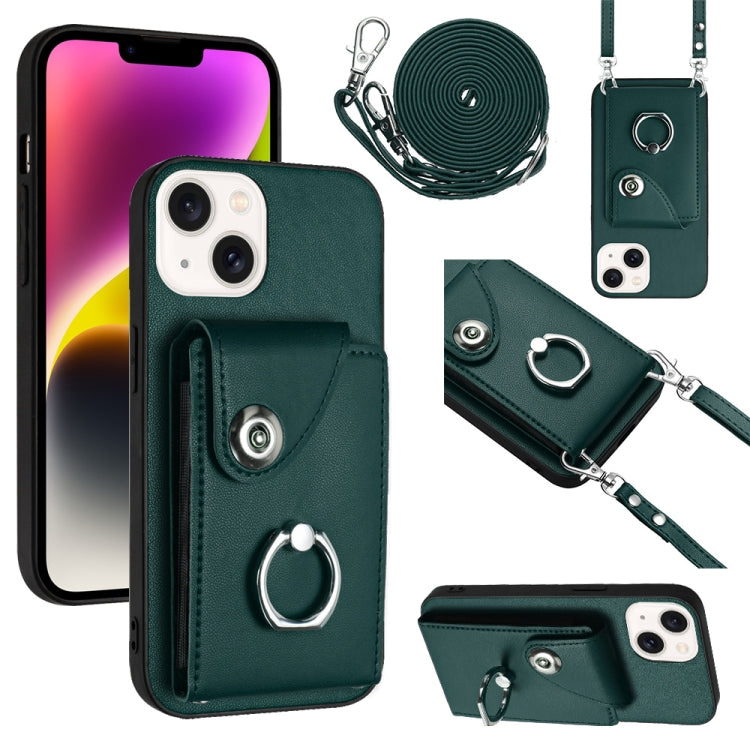 Funda para teléfono con soporte para anillo y bolsa para tarjeta de órgano con cordón largo, For iPhone 14 Pro Max, For iPhone SE 2022 / 2020 / 8 / 7, For iPhone 13 Pro Max, For iPhone 13 Pro, For iPhone 13, For iPhone 13 mini, For iPhone 12           ...
