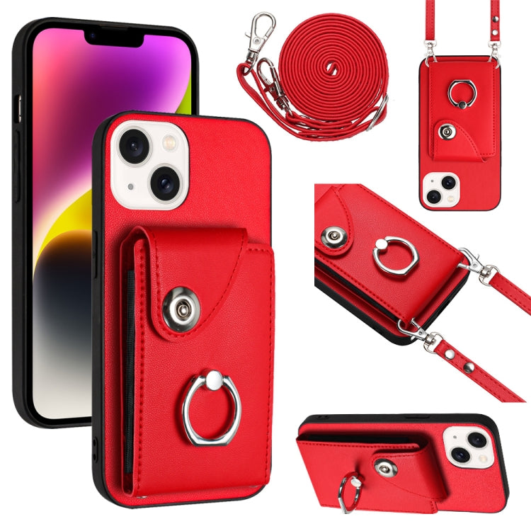 Funda para teléfono con soporte para anillo y bolsa para tarjeta de órgano con cordón largo, For iPhone 14 Pro Max, For iPhone SE 2022 / 2020 / 8 / 7, For iPhone 13 Pro Max, For iPhone 13 Pro, For iPhone 13, For iPhone 13 mini, For iPhone 12           ...