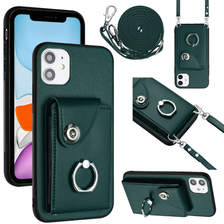 Funda para teléfono con soporte para anillo y bolsa para tarjeta de órgano con cordón largo, For iPhone 14 Pro Max, For iPhone SE 2022 / 2020 / 8 / 7, For iPhone 13 Pro Max, For iPhone 13 Pro, For iPhone 13, For iPhone 13 mini, For iPhone 12           ...