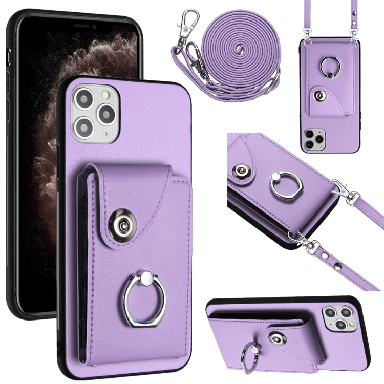 Funda para teléfono con soporte para anillo y bolsa para tarjeta de órgano con cordón largo, For iPhone 12 Pro, For iPhone 12 mini, For iPhone 11 Pro Max, For iPhone 11, For iPhone 11 Pro, For iPhone X / XS, For iPhone XR, For iPhone XS Max